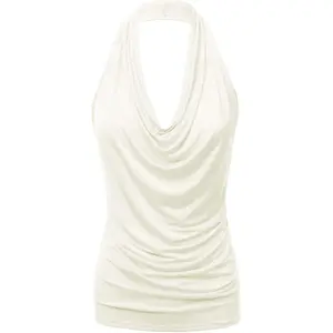 Women's Casual Halter Neck Draped Front Sexy Backless Tank Top (S-3XL) (CLLTJ316)