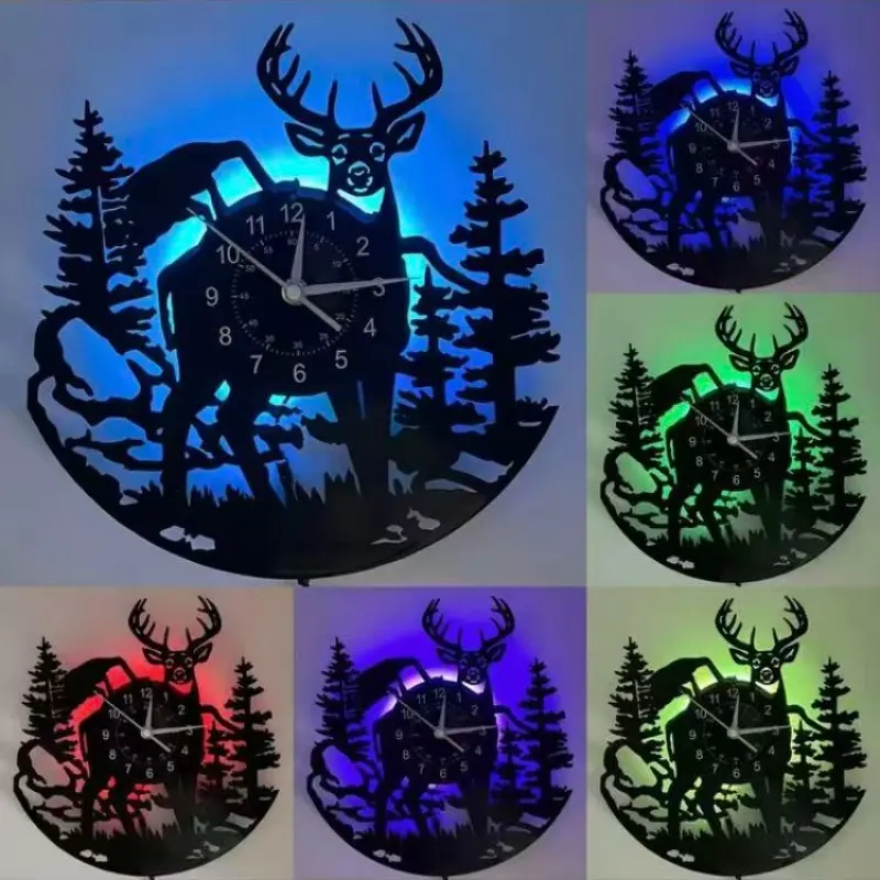 Deer Theme Vinyl Record Wall Clock, Vintage Art Home Decor, Suitable for Home Office Cafe Bakery Restaurant Kitchen, Unique Gift