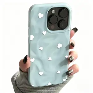 Phone Case for IP 11-17 - Minimalist Light Luxury Style with Heart & Meteorite Pleated Patterns, Shockproof Drop & Scratch Resistant, Premium Durable Soft Touch Material, Perfect Holiday Gift