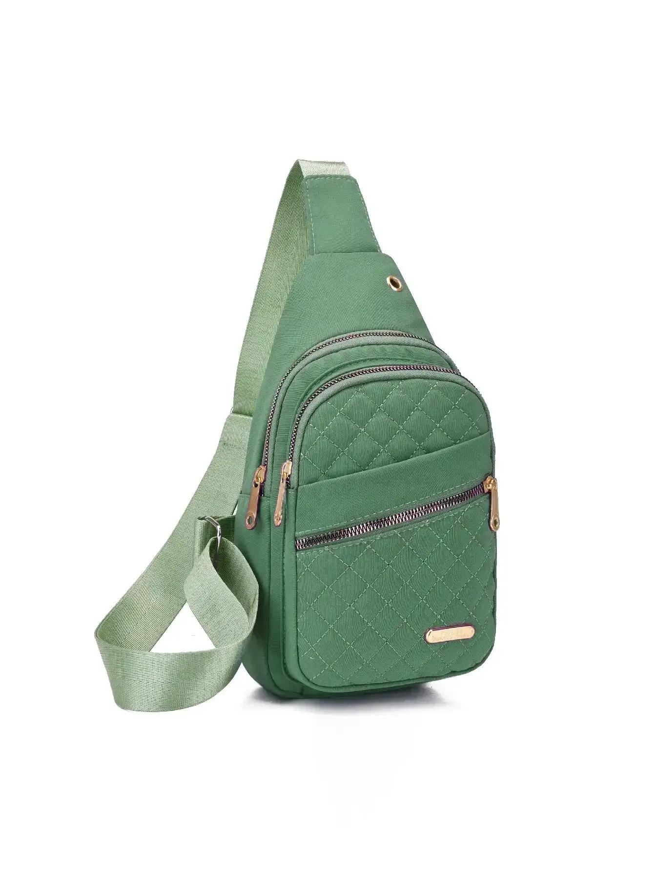 Women's Casual Minimalist Quilted Sling Bag, Trendy Solid Color Multiple Pocket Design Chest Bag, Chic Multifunctional Sling Bag for Outdoor Activitie