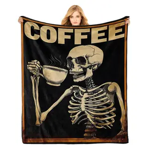 Skull Flank blanket,  cozy light and thick abstract coFFee skeleton blanket, Christmas birthday giFts For women, men children,50×60 inches
