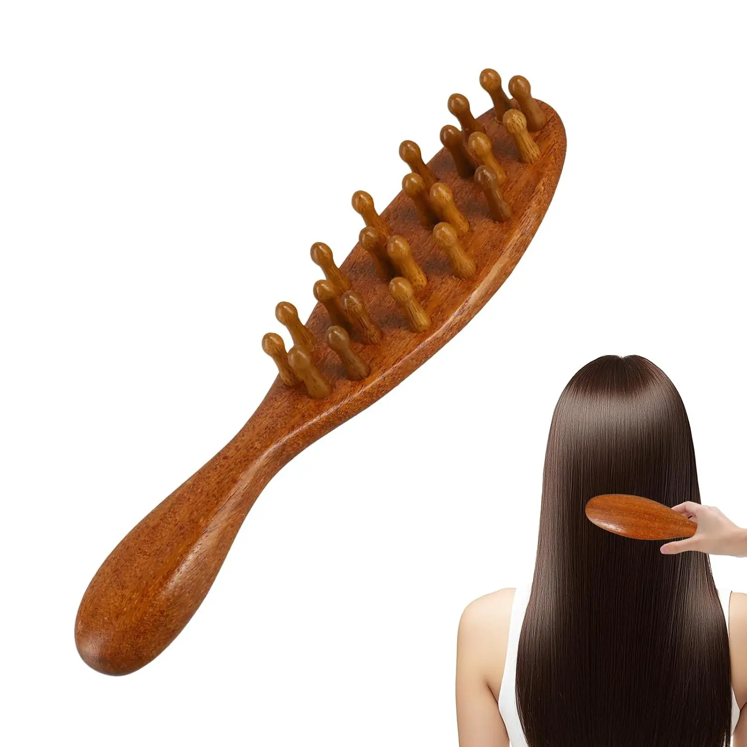 Elegant Wood Loc Brush for Dreads - Unisex Wide Tooth Comb, Ergonomic Design, Grip Friendly Tool for Hair Care Enthusiasts with Scalp Scraping Massage & Styling Functions