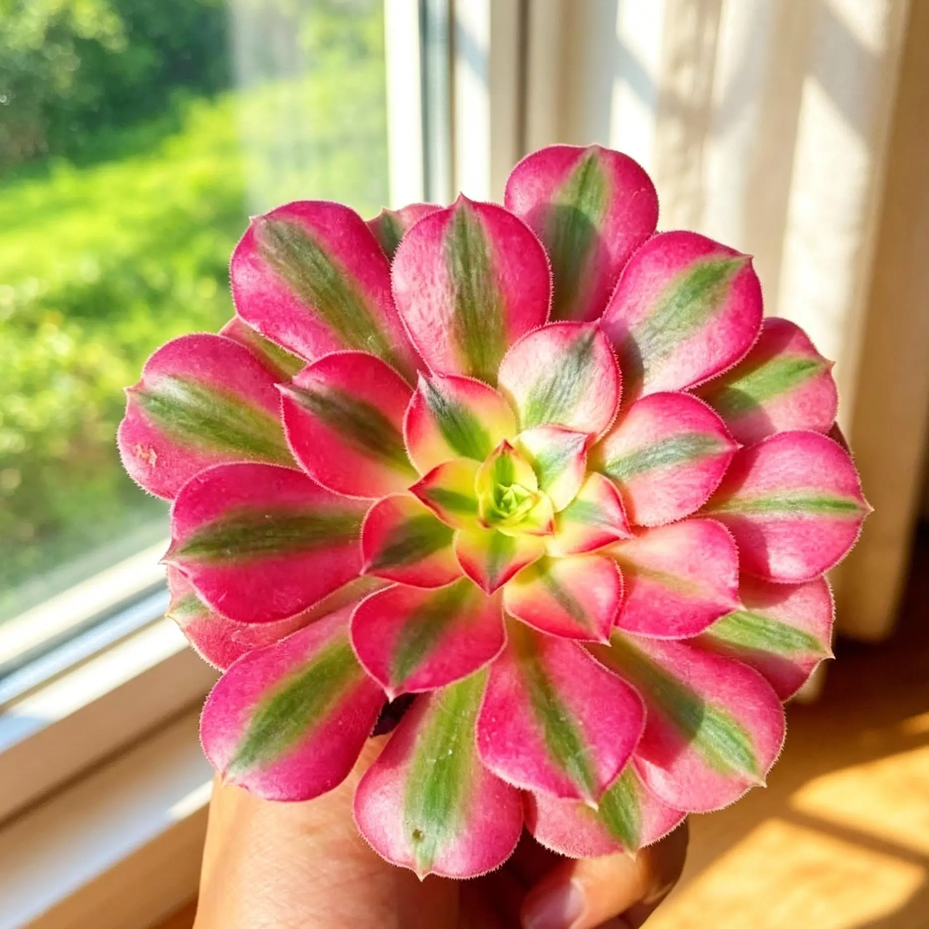 Aeonium ‘Pink Witch’ Variegata Live Succulent Plant 2.5–3 Inch – Rare Pink Variegated Succulent, Bare Root (No Pot), Easy Care, Beginner Friendly, Home & Garden Decor, Plant Lover Gift, Colorful Indoor Plant