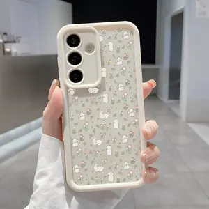 TPU Phone Case Compatible with Galaxy S23 Ultra S24 Plus S25 S22+ Tulips with Bunny Pattern Pocket-Friendly Shockproof Silicone Protective Soft Smartphone Casing
