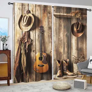 Cowboy Equipment Pattern Door Curtain, 1 Set Western Style Door Curtain, Home Decor for Living Room Bedroom, Room Divider Curtain, Home Decoration Curtain