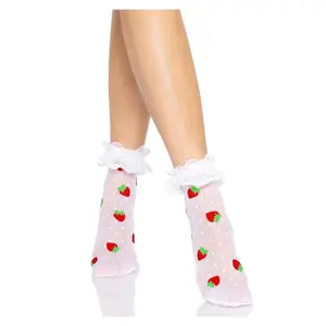 Leg Avenue Strawberry Polka Dot Ruffle Top Anklets