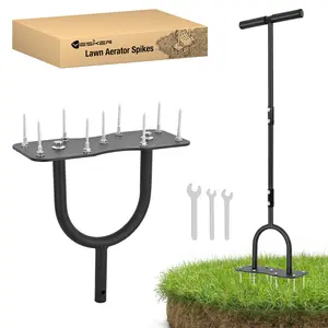 Yesker Lawn Aerator Spike Tool – Manual Metal Soil Aerator with 9 Iron Spikes, Dethatching Lawn Tool for Yard, Garden, and Lawn Aeration