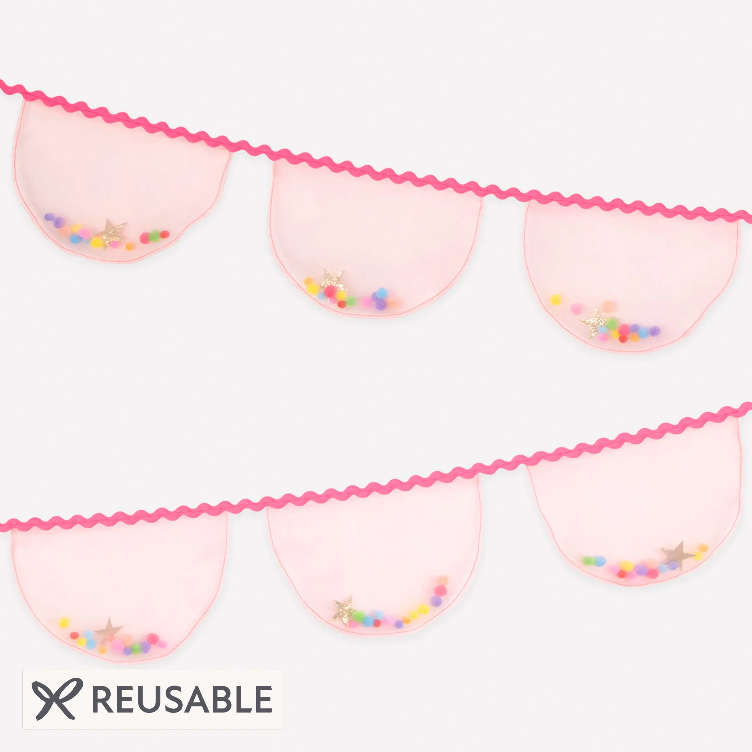 Pink Organza Pompom Garland