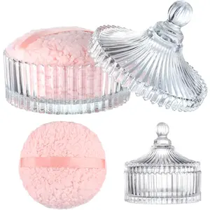 Large Body Powder Puff and Container Set - 6 Inch Soft Washable Reusable Face Body Glitter Puffs for Wet Dry Makeup Application, Valentine's Day gift