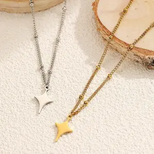 Starburst Four-Pointed Star Clavicle Chain Gentle Simple Adjustable Necklace Meaningful Guardian & Hope Jewelry Gift