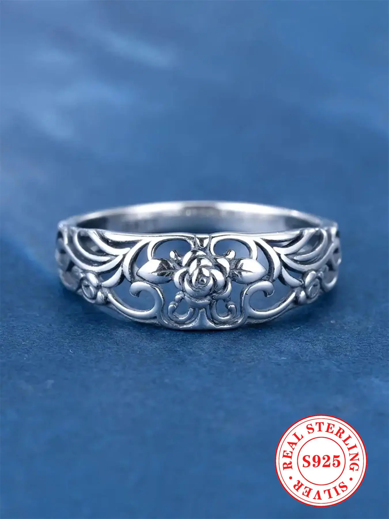 S925 Sterling Silver Elegant Flower Design Ring, 2024 New Style Fashion Accessories for Women & Girls, Trendy All-match & Exquisite Jewelry for Birthd