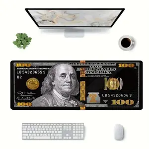 Creative Money Pattern Mouse Pad, Rectangle Gaming Mouse Pad, Non-slip Mousepad, Office Desk Keyboard Mouse Mat for Home Office Game Room Desk, Extended Mousepad