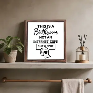 Funny Bathroom Decor THIS IS A Bathroom NOT AN INTERNET CAFE 8-inch Wooden Frame Decorative Art Wall Decoration Unique Artwork For Bathroom Signage Bathroom Shelf Decor Wall Decor Public Restroom Signage