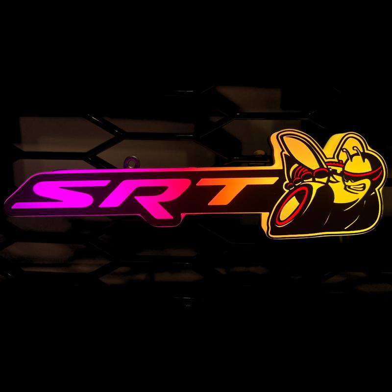 AutoJeweler Dodge SRT Scat Bee LED Grille Emblem, Color Version (RGB Flow-Series) - Dual Control Bluetooth App & Remote Included