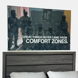 No Comfort Zones Motivational Flag college flag Banners Room Decor Tapestry Wall Mural Wall Hanging Tapestrybedroom decor, Wall Decor, Mural Tapestry summervibes