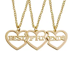 3 count  Korean Version Set BEST FRIENDS Best Friend Necklace Set Hollowed Out Love Letter Pendant