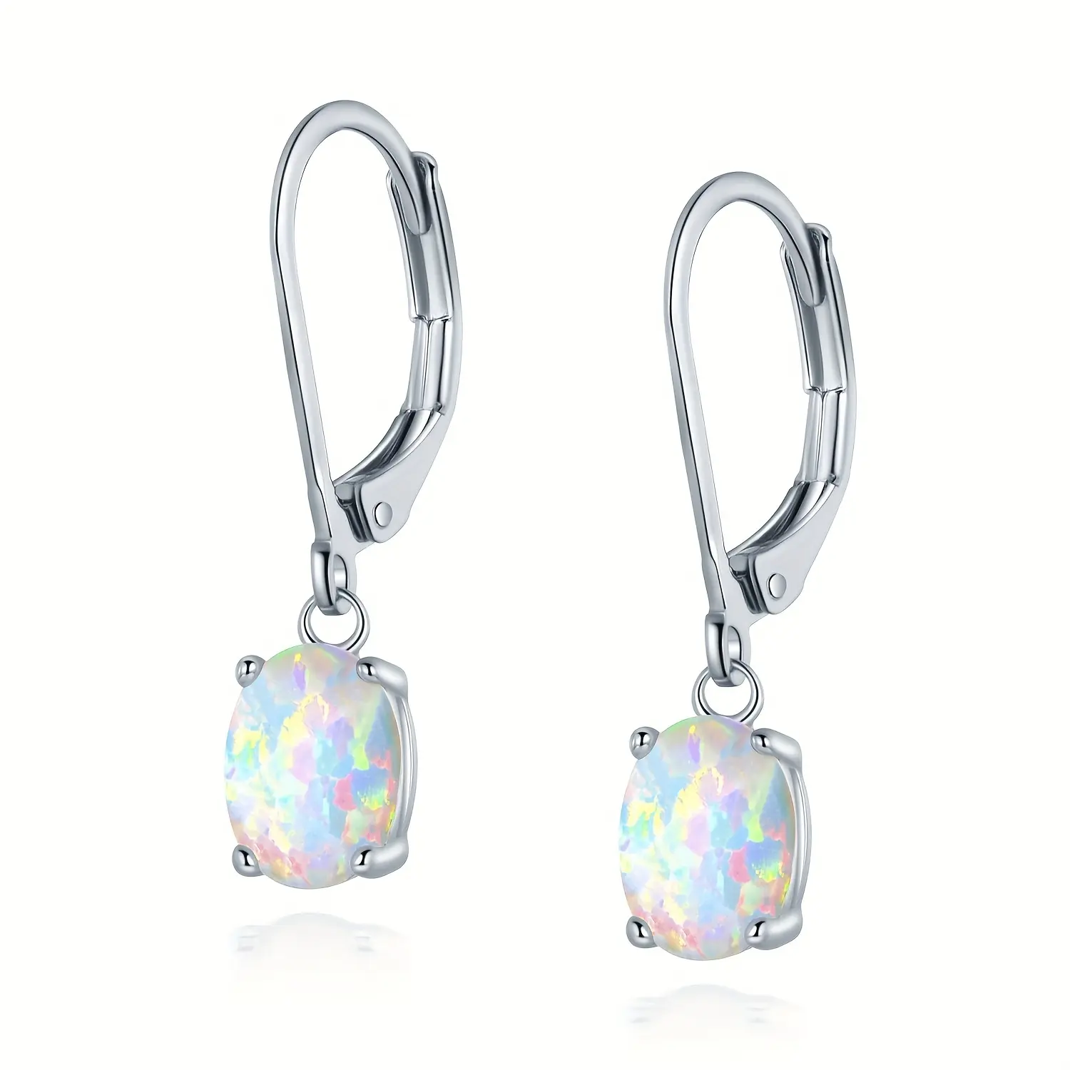 Elegant Drop Earrings for Women, 6x8mm Oval Inlaid Synthetic White Opal, Hypoallergenic and Nickel-Free Fashionable Jewelry Accessories