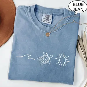 Comfort Colors Ocean Turtle Sun T-Shirt, Spring Summer Shirt, Gift For Women, Beach Shirt, Summer Women Shirt, Full Colors, Full Sizes