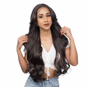 26-Inch Solid Brown Open Curl Waves Futura Synthetic Wig | 【Free-part Lace】【Heat Resistant】【Cap Included】 | FSGB