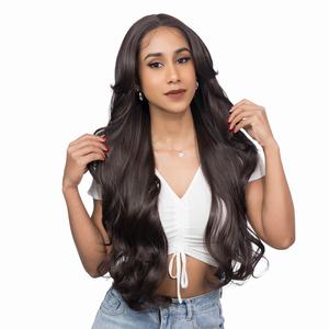 26-Inch Solid Brown Open Curl Waves Futura Synthetic Wig | 【Free-part Lace】【Heat Resistant】【Cap Included】 | FSGB