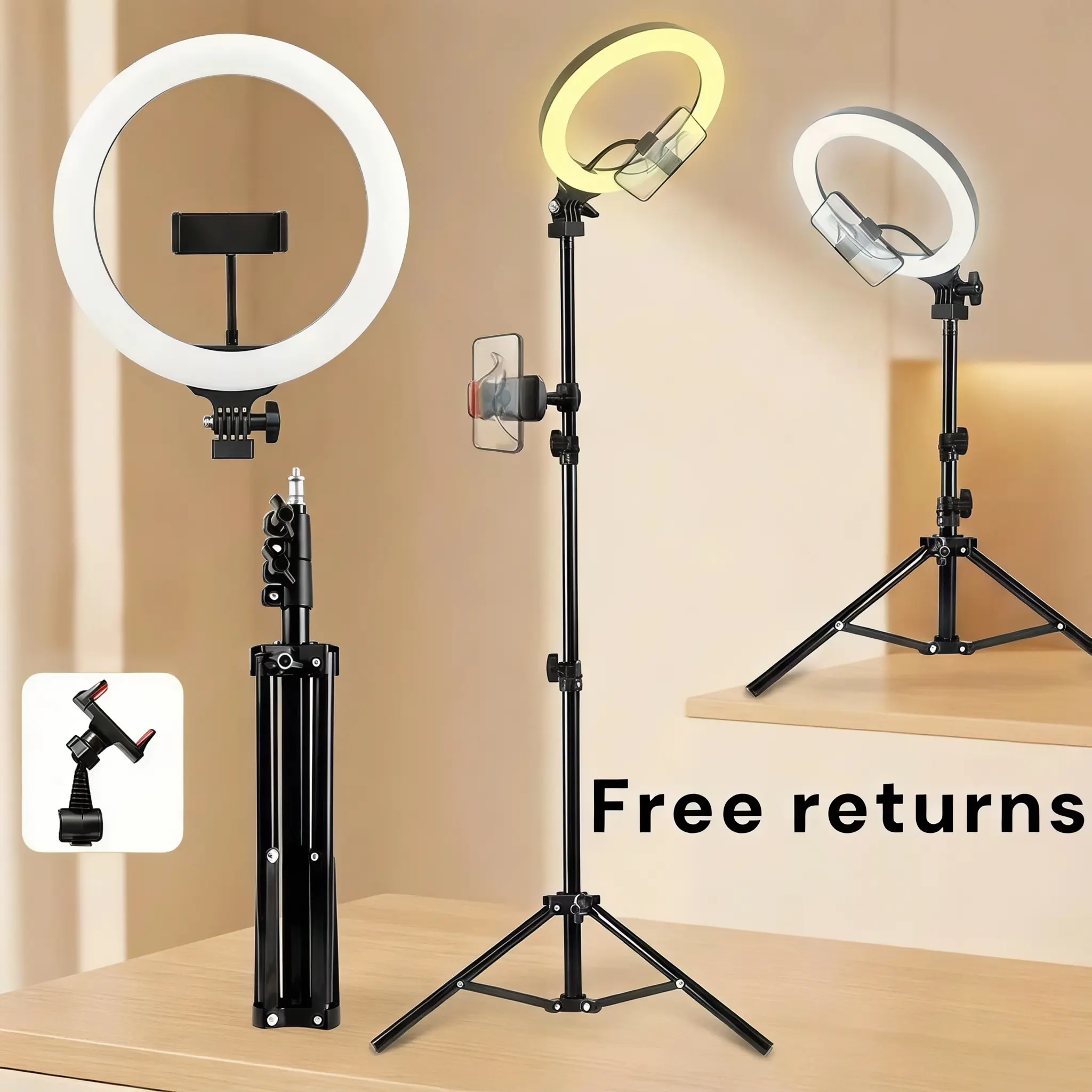 12" Adjustable Ring Light with 43“ Tripod Stand, Multi-Scene Dimmable LED Fill Light for Live Streaming, TikTok Videos, Portrait Photography, YouTube, Cellphone#SummerWins#Fathersdaygift