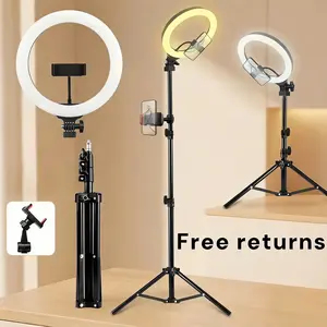 12" Adjustable Ring Light with 43“ Tripod Stand, Multi-Scene Dimmable LED Fill Light for Live Streaming, TikTok Videos, Portrait Photography, YouTube, Cellphone#SummerWins#Fathersdaygift