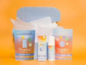 Thanks! Naturals Sleep Bundle - Bath Fizz, Melatonin Gummies, Massage Oil Roll-On - All-Natural ingredients, Lavender, Magnesium, Icelandic Collagen