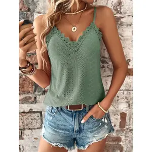 Women's matcha green thin belt vest, casual sleeveless, fresh and casual summer top, suitable for daily outings, vacations and other relaxed summer occasions.RAIMENTRY
