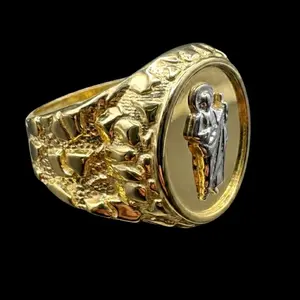 14K 2 TONE SAN JUDAS NUGGET RING *ANY SIZE*