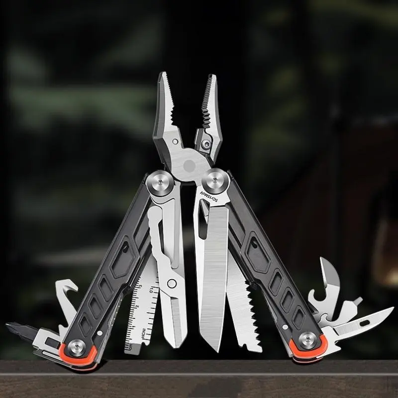 Stainless Steel Multifunctional Outdoor Plier, Multi Tool Pliers, Multipurpose Car Safety Tool with Scissors, Folding Tool for Outdoor Camping Hiking, Portable Hand Tools, Durable Metal Tool, Multifunctional Equipment, Folding Multitool