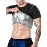 OLLAS Men'S Sauna Suit Shirt - Sweat Absorbent Compression Vest with Waistline, Quick-Dry Workout Top for Gym, Training & Casual Wear - All-Season Body Shaper Jacket in Black & Golden, Sleek Modern Design, Durable Sportswear, Sweat-Resistant Fabric,