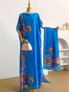 Women's Elegant Floral Print Silk Scarf Set, Soft Woven Fabric Shawl, Soft Texture, All-season Fashion Accessory, Perfect for Casual & Formal Occasions