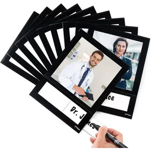 Magnetic Picture Frame 4X4 with ID Identification Tags-Name,Square Magnet Photo Pockets,For Employee Recognition Wall (With signature area),Thoughtful Gift for Friend's Lockers-10 counts