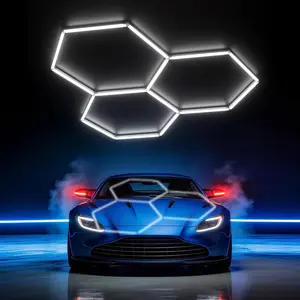 Gen II Hexagon LED Lights: 105W 10500LM 3 Grids DIY Hexagon Led Lights, 6500K Ultra Bright, Easy Install, Durable Design for Garage,  Detailing, Workshops, Basement, Gym
