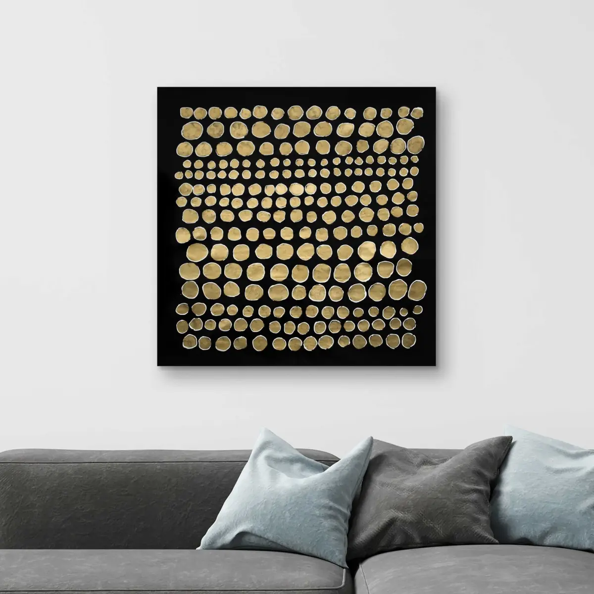 212 MAIN Hangable Gold Dots Minimalist Abstract Art Wall Decor - 32x32 in. High-Def Print, Home Supplies, Living Room Sofa Decoration (Model C1RC3232UKYKXR)