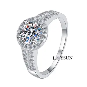 Loysun jewelry 925 Sterling Silver Moissanite Ring for Women – 1 Carat Round Cut V-Shape Solitaire Engagement Ring, Hypoallergenic Elegant Jewelry Gift