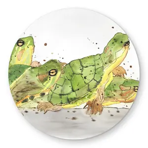 360 stand Brown Round Area Rug - 5x5 ft, Aquatic Turtles Print, Aquatic Animals Illustrative Art, Round Shape, Easy Cleaning, Indoor-Outdoor Home Decor Carpet, Turtle Print