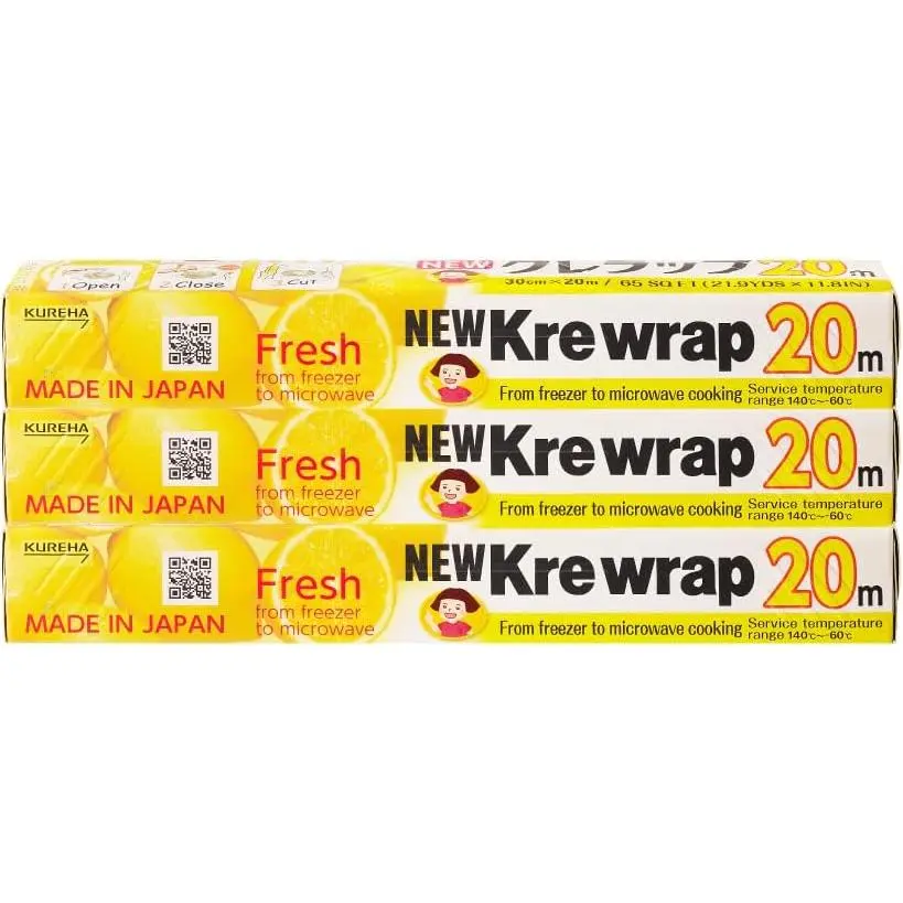Krewrap Plastic Cling Wrap, Pack of 3, 65 sq ft.Per Roll, Clear