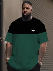 Men's Large Size Quick-Dry Polyester T-Shirt, Breathable Soft Casual Sport Hoodie, 3D Digital Print, Round Neck Short Sleeve, Athletic Sports Clothing, Activewear T Shirt