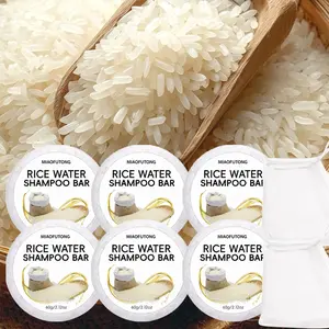 6 pieces of 60g rice shampoo soap Cleansing, rice extract, high moisturizing, Hydrating, Hydrate and pleasant smell, handmade soap smooth and smooth hair, moisturizing and nourishing, hair care, suitable for all hair types, suitable for both men and women