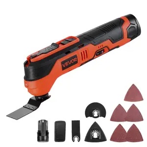 VEVOR Cordless Oscillating Tool, 12V Multitool Oscillating Saw Tool with 6 Variable Speeds 6000 - 17500 OPM, 3.2 Oscillation Angle, 2.0Ah Battery Pack Charger, 8PCS Saw Accessories LED Work Light