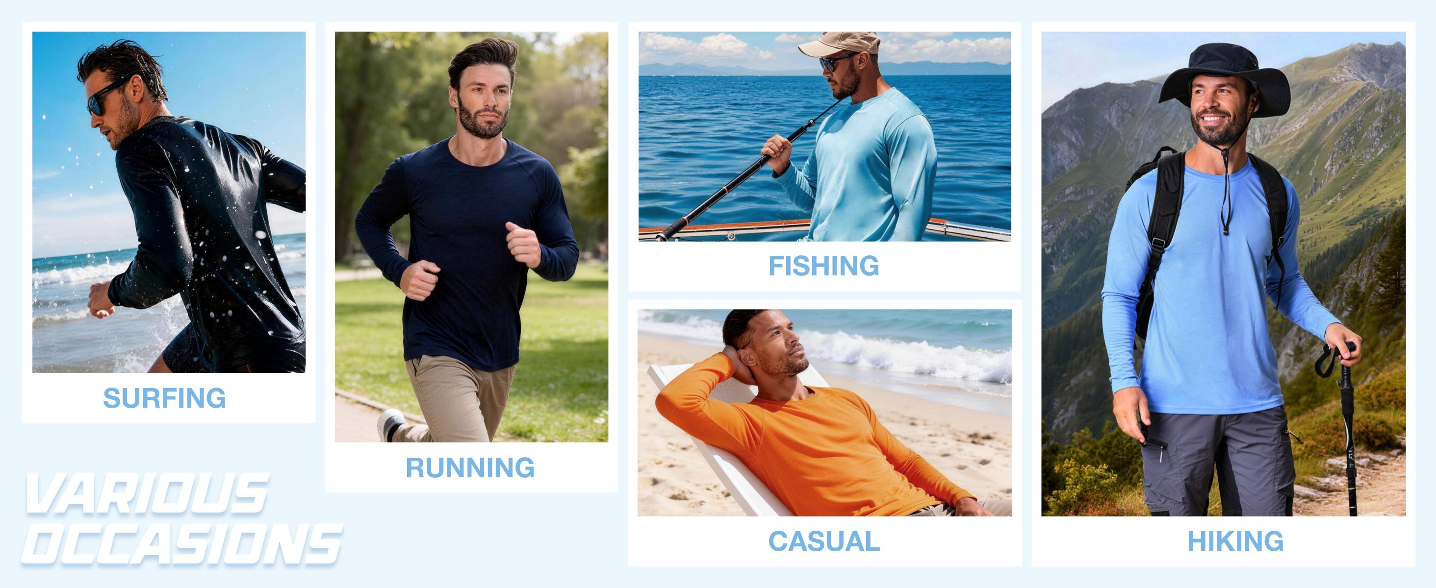 MAGCOMSEN  1/3 Pack Men's UPF 50+ Long Sleeves Shirts Quick Dry Lightweight Summer Sportswear Tops for Swimming Workout Rashguard Sporty Crew Neck Outdoorfun FallFreshness SummerVibes