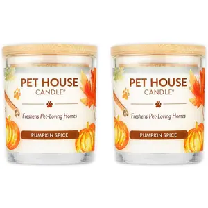 Pet House Pumpkin Pie Candle 2 Pack - Plant-Based/Soy Candle - Clean Burning Scented Candles, Long Lasting Pet Odor Pumpkin Candle for Home