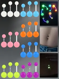 21Pcs Glow in the Dark Belly Button Rings for Women 14Gauge Stainless Steel Hypoallergenic Navel Rings, Colorful UV Neon Glow Navel Piercing Jewelry with Multiple Colors for Party & Daily Wear, All Seasons Jewelry Body Piercing Jewelry