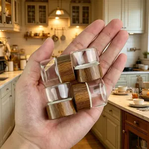 Portable Mini Lightweight Glass Storage Jars with Lids, 4 Count Containers for Travel, Picnics, Camping Use