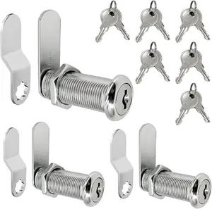 3 Packs Cabinet Locks with Keys 1-1/2" Long Cam Lock keyed Alike Tool Box Lock for Cabinets Thick Drawer Truck Pickup Tool Box Locks Replacement Zinc Alloy 12 Keys
