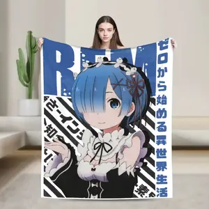 Rezero Rem Re:Life In A Different World From Zero Blankets Fleece Textile Decor Super Warm Throw Blanket for Bed Bedroom Quilt