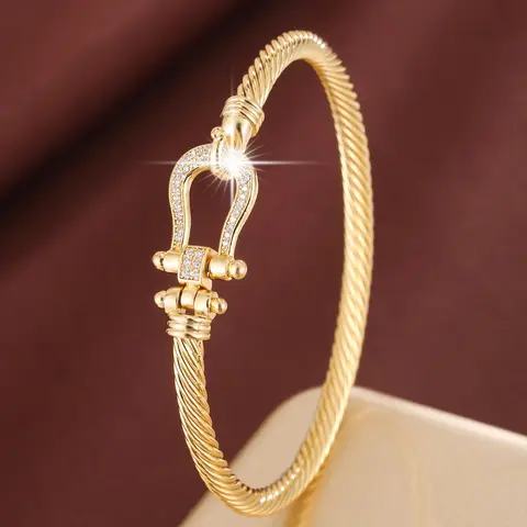 Women's Elegant Rhinestone Decorated Luxury Bangle Bracelet, Exquisite Trendy Cubic Zirconia Bangle for Women & Girls, Fashionable Jewelry for Daily & Party Decoration, Rhinestone Decor Bangles, Elegant Minimalist Bangle, Sparkling Zircon Bracelet