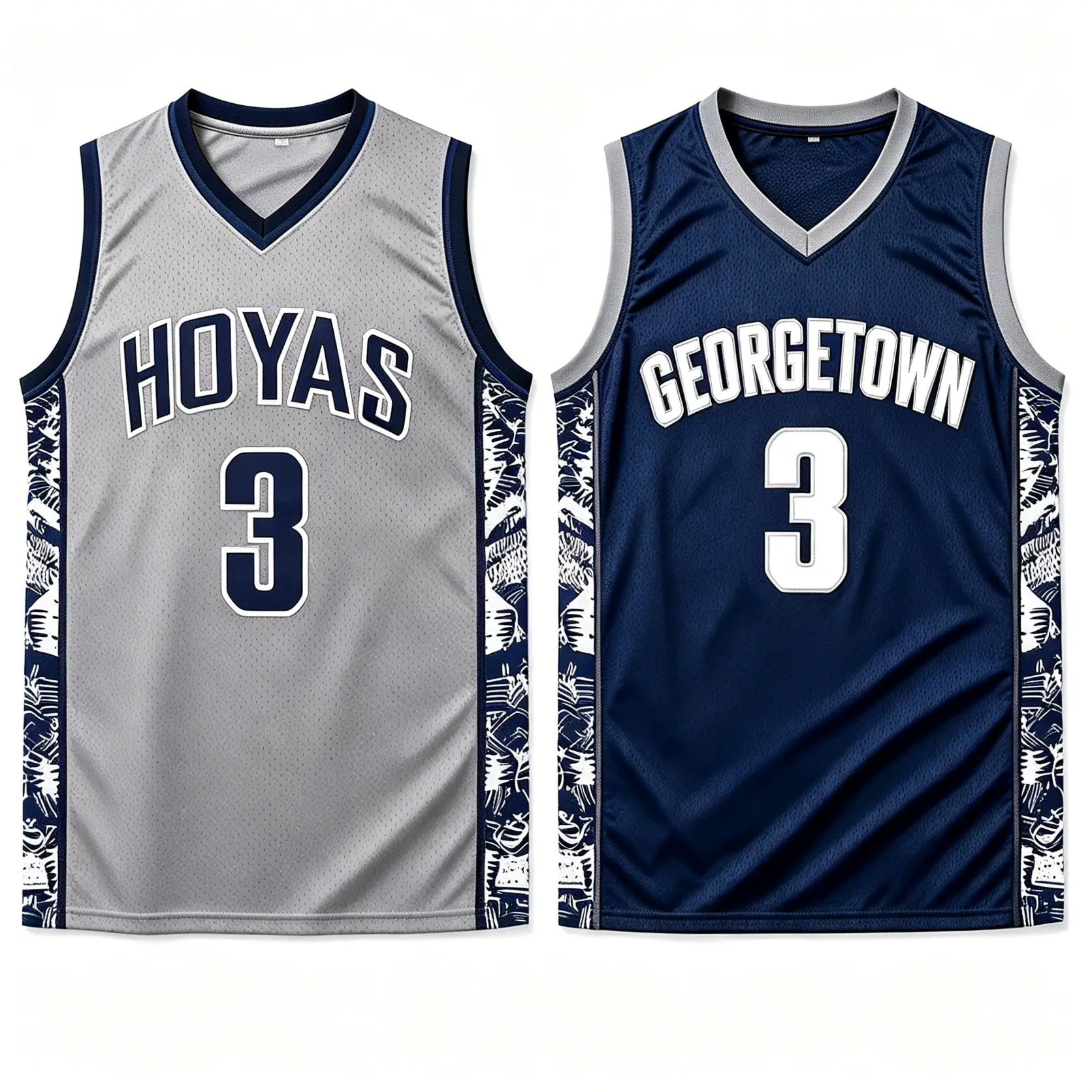 Men's Stitched #3 Basketball Jersey, Retro College Style Athletic Tank Top with Patterned Mesh Sides, Breathable Male Uniform for Game Day & Streetwear, 2 Color, Fade Resistant, Geometric-Pattern, Loose, Quick Dry