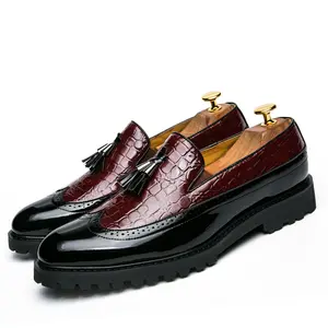 Black Red Men's Work loafers, lightweight and easy to wear, business casual shoes, men's leather shoes, and office formal shoes Closed Footwear Boy